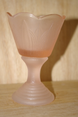 +MBA #14-046   "Set Of 2 Pink Satin Glass Candle Holders