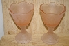 +MBA #14-046   "Set Of 2 Pink Satin Glass Candle Holders