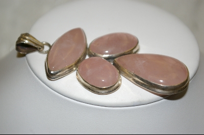 +MBA #RQ  4 Stone Rose Quartz Sterling Pendant