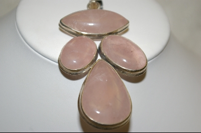 +MBA #RQ  4 Stone Rose Quartz Sterling Pendant