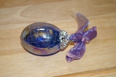 +MBA #15-036  Set Of 2 Iredescent Hand Blown Glass Egg Ornaments 