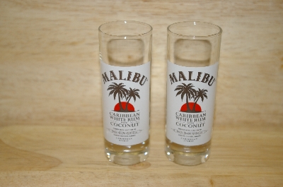 +Set Of 2 "Malibu" Rum Tall Shot Glasses