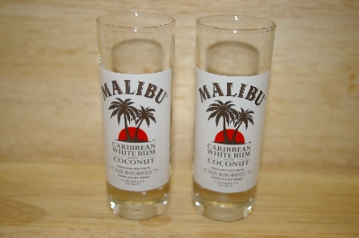+Set Of 2 "Malibu" Rum Tall Shot Glasses