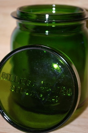 +MBA #15-026    "2004 Biller & Jones Dark Bottle Green Glass Topped Canister