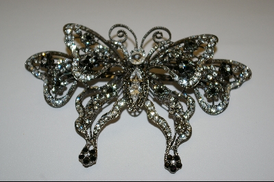 + Large Black & White Crystal Butterfly Pendant
