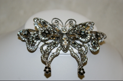 + Large Black & White Crystal Butterfly Pendant