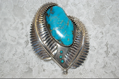 +MBA #TQP    Large Blue Turquoise Sliver Leaf Pendant