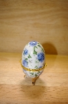 +MBA #14-213A  Blue Rose Porcelain Egg Shaped Trinket Box