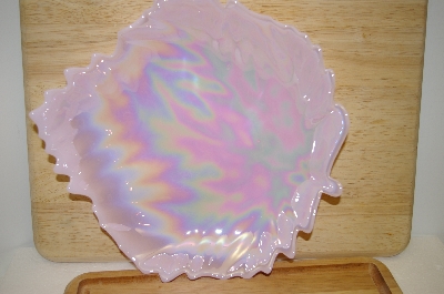 +MBA #14-091    "Pink Milk Glass Leaf Shaped Candy Dish