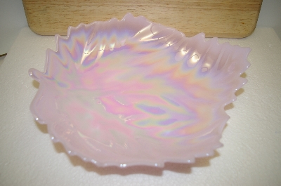 +MBA #14-091    "Pink Milk Glass Leaf Shaped Candy Dish