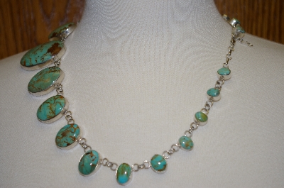 +  22" Green Turquoise 21 Stone Artist Signed Necklace