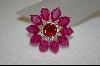 +MBA #CW-CRPS  "Charles Winston Created Ruby & Pink Sapphire Flower Brooch