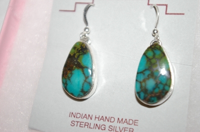 +MBA #16-660  Beautiful Blue Turquoise Artist Signed Earrings