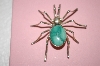 +MBA #16-633   "Artist "E. Spencer"  Signed Blue Turquoise Spider Pin