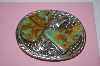 +MBA #16-626  "Large Green Turquoise Belt Buckle