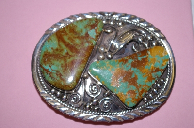 +MBA #16-626  "Large Green Turquoise Belt Buckle