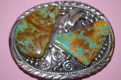 +MBA #16-626  "Large Green Turquoise Belt Buckle