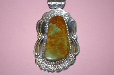 +MBA #16-627  Green Turquoise Sterling Pendant