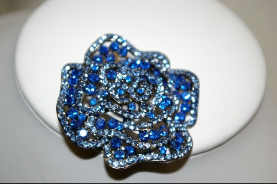 + Two Tone Blue Crystal "Rose" Pin/Pendant