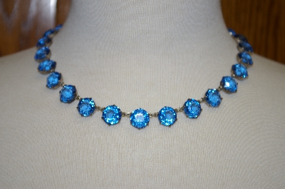 +MBA #16-638  Antique 24 Stone Blue Glass Chocker
