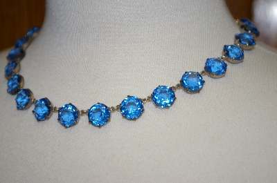 +MBA #16-638  Antique 24 Stone Blue Glass Chocker