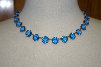 +MBA #16-638  Antique 24 Stone Blue Glass Chocker
