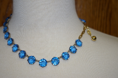 +MBA #16-638  Antique 24 Stone Blue Glass Chocker