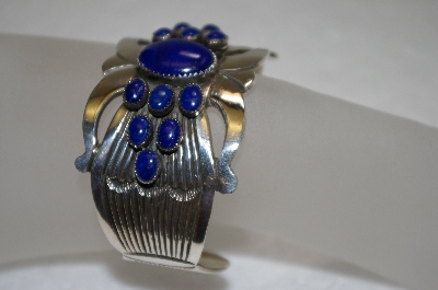 +MBA #16-220  "Artist "R. Martinez" Signed  Navajo Dark Blue Lapis Bracelet