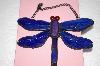 +MBA #16-607B  Blue & Purple Stained Glass Hanging Dragonfly