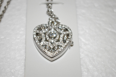 +MBA #16-688  Signature Club Heart Shaped Crystal Locket Watch With 28" Chain