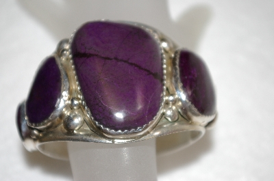 +MBA #16-306    "E&C Fierro "5 Stone Purple Charolite Artist Signed Sterling Cuff Bracelet