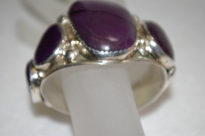 +MBA #16-306    "E&C Fierro "5 Stone Purple Charolite Artist Signed Sterling Cuff Bracelet