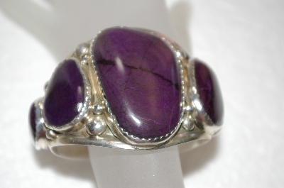 +MBA #16-306    "E&C Fierro "5 Stone Purple Charolite Artist Signed Sterling Cuff Bracelet