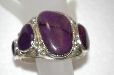 +MBA #16-306    "E&C Fierro "5 Stone Purple Charolite Artist Signed Sterling Cuff Bracelet