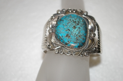 +MBA #16-318  Blue Turquoise Hand Made Sterling Cuff Bracelet