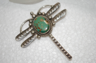 + MBA #16-160  "Green Turquoise Fancy Artist "AC"  Signed Dragonfly Pin