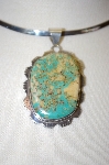 +MBA #16-366  Green Turquoise Hand Made Sterling Pendant