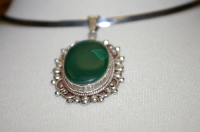 +MBA #16-194  Hand Made Malachite Sterling Pendant With 20" Chain