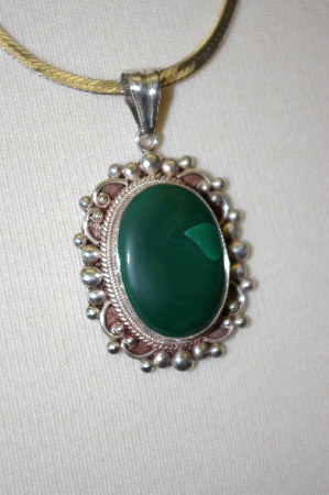 +MBA #16-194  Hand Made Malachite Sterling Pendant With 20" Chain