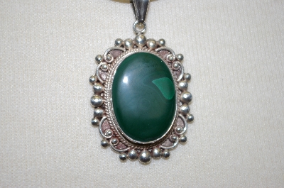 +MBA #16-194  Hand Made Malachite Sterling Pendant With 20" Chain