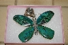 +MBA #16-108   "Artist "Gary G."  Signed Large Green Turquoise Butterfly Pendant