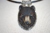 +MBA #16-165  Artist Signed Hand Carved & Painted Sterling Bear Pendant