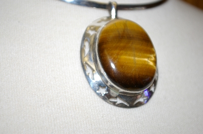 +MBA #16-247  Large Tiger Eye Sterling Pendant