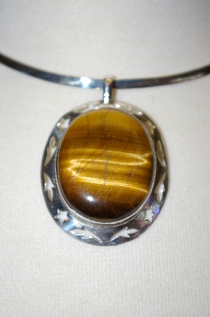 +MBA #16-247  Large Tiger Eye Sterling Pendant