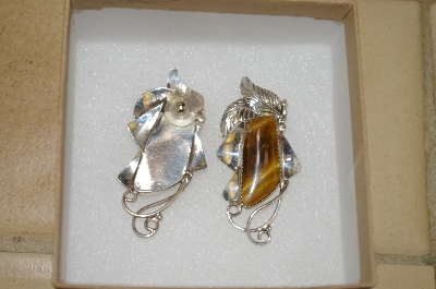 +MBA #16-265  Very Fancy Artist Signed Tiger Eye Earrings