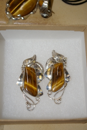 +MBA #16-265  Very Fancy Artist Signed Tiger Eye Earrings