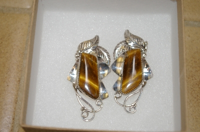 +MBA #16-265  Very Fancy Artist Signed Tiger Eye Earrings
