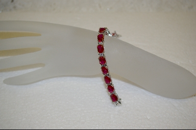 +  Charles Winston Oval Cut Created Ruby & Clear Cz Bracelet