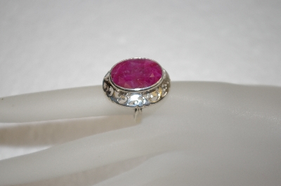 +MBA #16-277  Fancy Sterling Set Russian Ruby Ring 