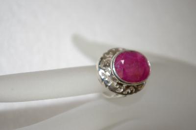 +MBA #16-277  Fancy Sterling Set Russian Ruby Ring 